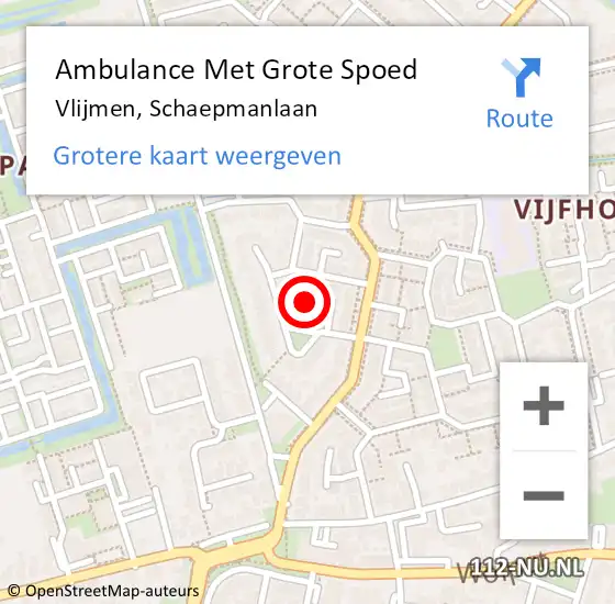 Locatie op kaart van de 112 melding: Ambulance Met Grote Spoed Naar Vlijmen, Schaepmanlaan op 1 juni 2018 02:10