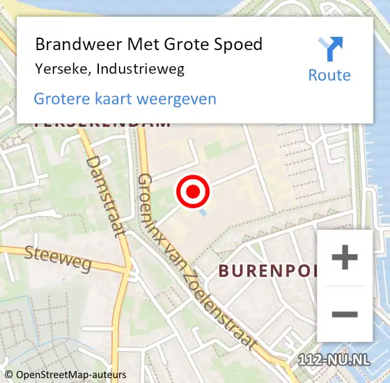 Locatie op kaart van de 112 melding: Brandweer Met Grote Spoed Naar Yerseke, Industrieweg op 1 juni 2018 02:39