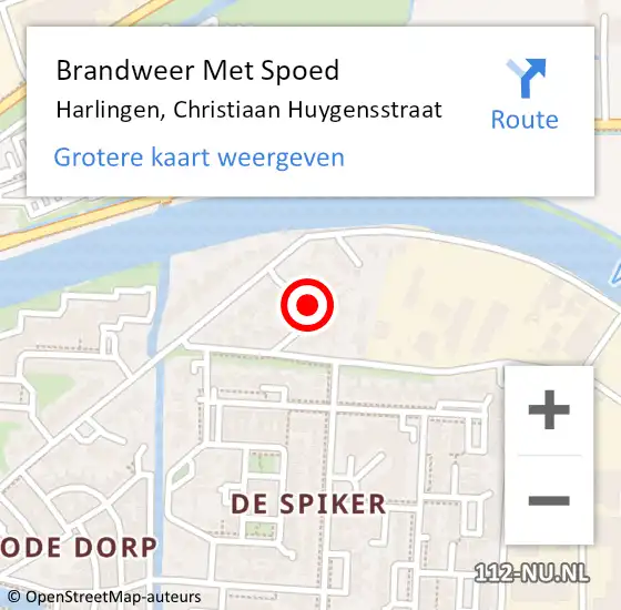 Locatie op kaart van de 112 melding: Brandweer Met Spoed Naar Harlingen, Christiaan Huygensstraat op 1 juni 2018 03:06