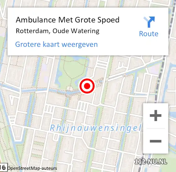 Locatie op kaart van de 112 melding: Ambulance Met Grote Spoed Naar Rotterdam, Oude Watering op 1 juni 2018 03:49