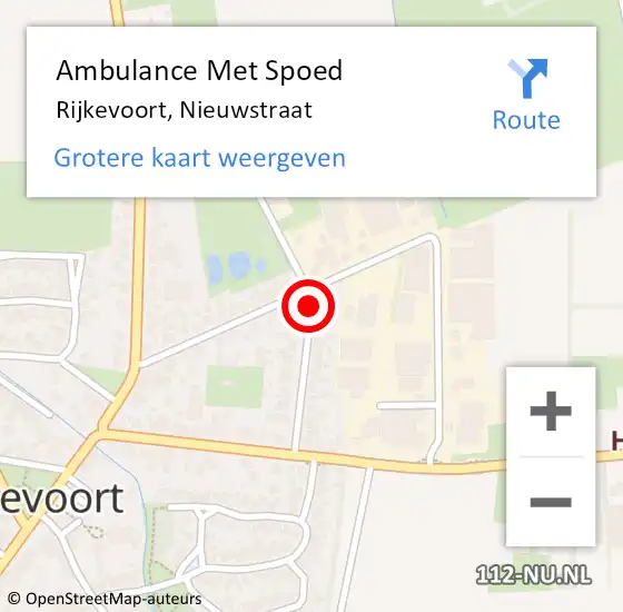 Locatie op kaart van de 112 melding: Ambulance Met Spoed Naar Rijkevoort, Nieuwstraat op 1 juni 2018 06:01