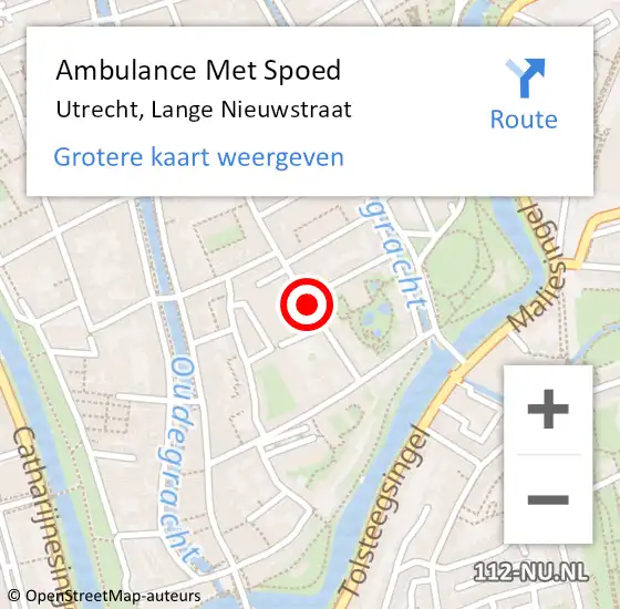 Locatie op kaart van de 112 melding: Ambulance Met Spoed Naar Utrecht, Lange Nieuwstraat op 1 juni 2018 06:03