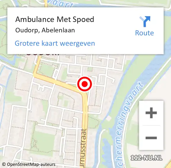 Locatie op kaart van de 112 melding: Ambulance Met Spoed Naar Oudorp, Abelenlaan op 1 juni 2018 06:36