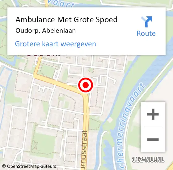 Locatie op kaart van de 112 melding: Ambulance Met Grote Spoed Naar Oudorp, Abelenlaan op 1 juni 2018 06:43