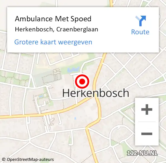 Locatie op kaart van de 112 melding: Ambulance Met Spoed Naar Herkenbosch, Craenberglaan op 1 juni 2018 08:04