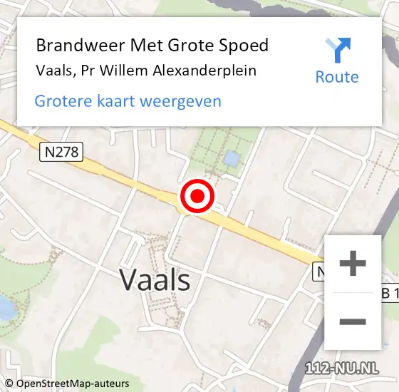 Locatie op kaart van de 112 melding: Brandweer Met Grote Spoed Naar Vaals, Pr Willem Alexanderplein op 1 juni 2018 08:23