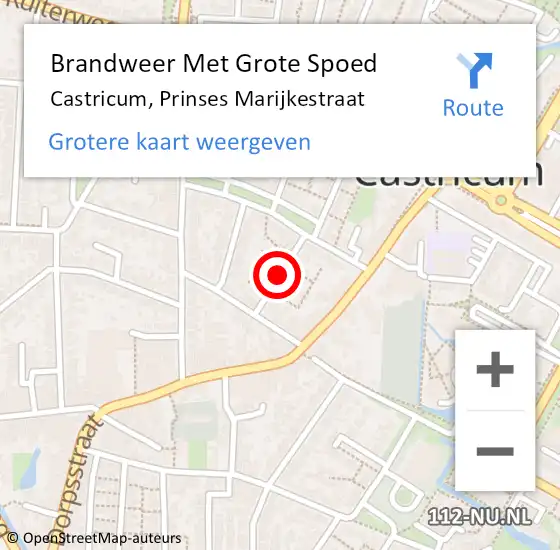 Locatie op kaart van de 112 melding: Brandweer Met Grote Spoed Naar Castricum, Prinses Marijkestraat op 1 juni 2018 09:20