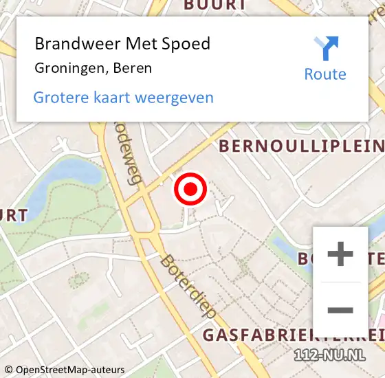 Locatie op kaart van de 112 melding: Brandweer Met Spoed Naar Groningen, Beren op 23 september 2013 17:26