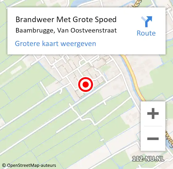 Locatie op kaart van de 112 melding: Brandweer Met Grote Spoed Naar Baambrugge, Van Oostveenstraat op 1 juni 2018 09:38