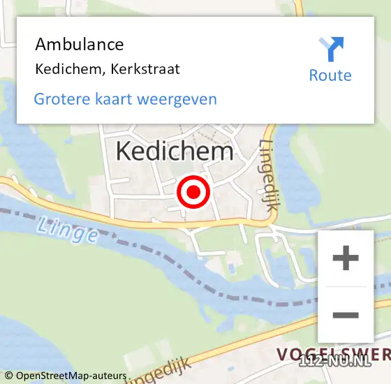 Locatie op kaart van de 112 melding: Ambulance Kedichem, Kerkstraat op 1 juni 2018 09:42