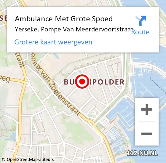 Locatie op kaart van de 112 melding: Ambulance Met Grote Spoed Naar Yerseke, Pompe Van Meerdervoortstraat op 1 juni 2018 09:50