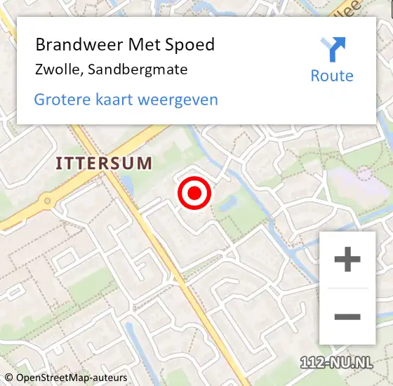 Locatie op kaart van de 112 melding: Brandweer Met Spoed Naar Zwolle, Sandbergmate op 1 juni 2018 10:22