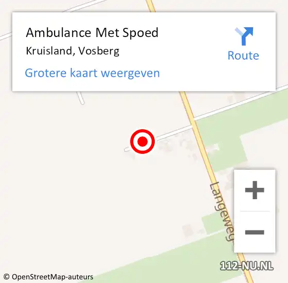 Locatie op kaart van de 112 melding: Ambulance Met Spoed Naar Kruisland, Vosberg op 1 juni 2018 11:06