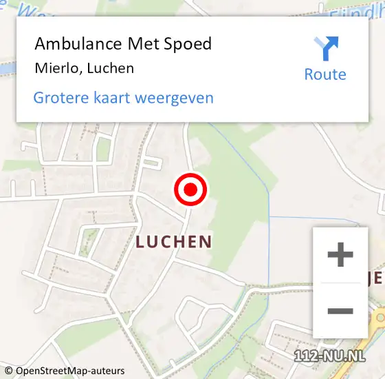 Locatie op kaart van de 112 melding: Ambulance Met Spoed Naar Mierlo, Luchen op 1 juni 2018 11:29