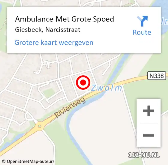 Locatie op kaart van de 112 melding: Ambulance Met Grote Spoed Naar Giesbeek, Narcisstraat op 1 juni 2018 11:42