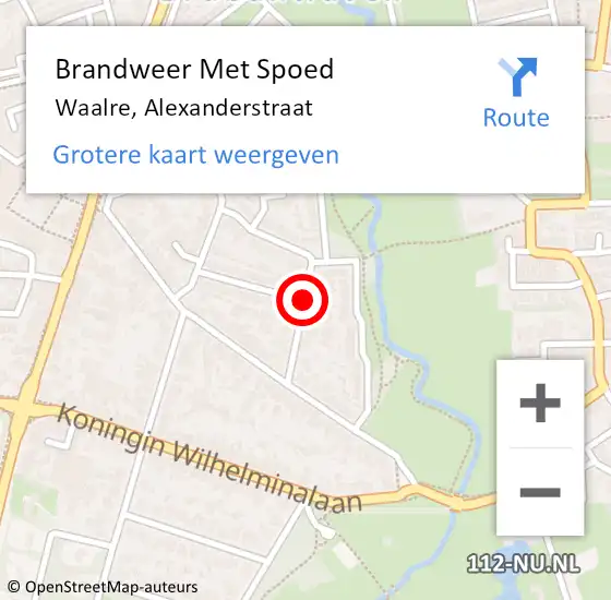 Locatie op kaart van de 112 melding: Brandweer Met Spoed Naar Waalre, Alexanderstraat op 1 juni 2018 12:16