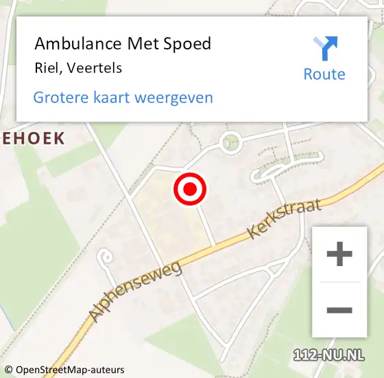 Locatie op kaart van de 112 melding: Ambulance Met Spoed Naar Riel, Veertels op 1 juni 2018 12:40