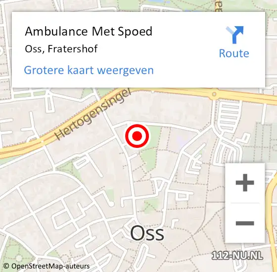 Locatie op kaart van de 112 melding: Ambulance Met Spoed Naar Oss, Fratershof op 1 juni 2018 12:41