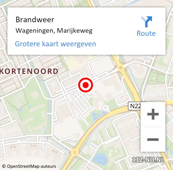 Locatie op kaart van de 112 melding: Brandweer Kortenoord, Marijkeweg op 26 februari 2014 12:23