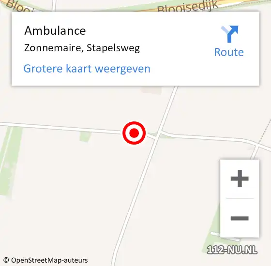 Locatie op kaart van de 112 melding: Ambulance Zonnemaire, Stapelsweg op 1 juni 2018 13:44