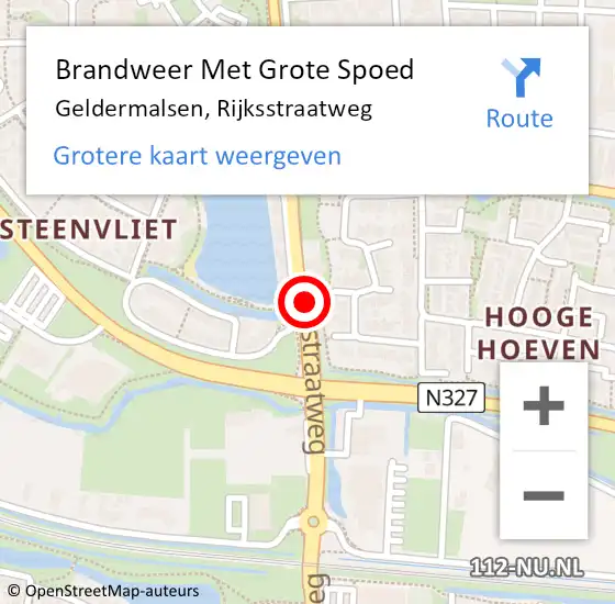 Locatie op kaart van de 112 melding: Brandweer Met Grote Spoed Naar Geldermalsen, Rijksstraatweg op 1 juni 2018 13:56