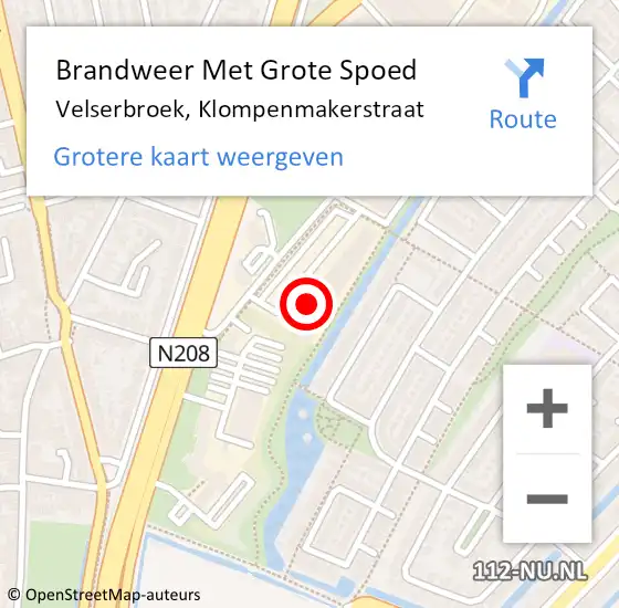 Locatie op kaart van de 112 melding: Brandweer Met Grote Spoed Naar Velserbroek, Klompenmakerstraat op 26 februari 2014 12:27