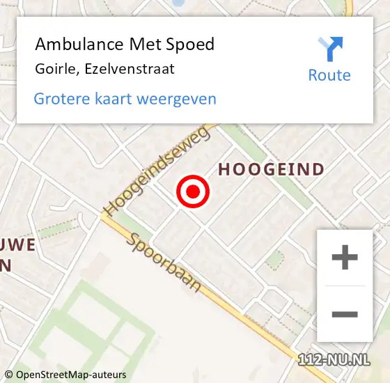 Locatie op kaart van de 112 melding: Ambulance Met Spoed Naar Goirle, Ezelvenstraat op 1 juni 2018 14:43