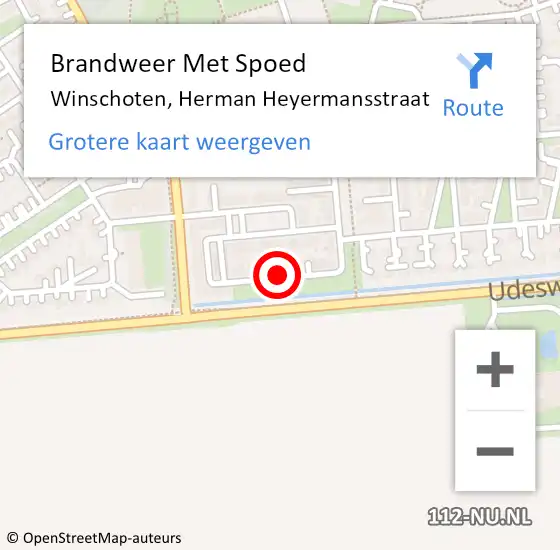 Locatie op kaart van de 112 melding: Brandweer Met Spoed Naar Winschoten, Herman Heyermansstraat op 1 juni 2018 14:59