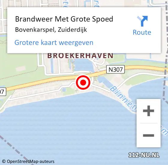 Locatie op kaart van de 112 melding: Brandweer Met Grote Spoed Naar Bovenkarspel, Zuiderdijk op 1 juni 2018 15:33