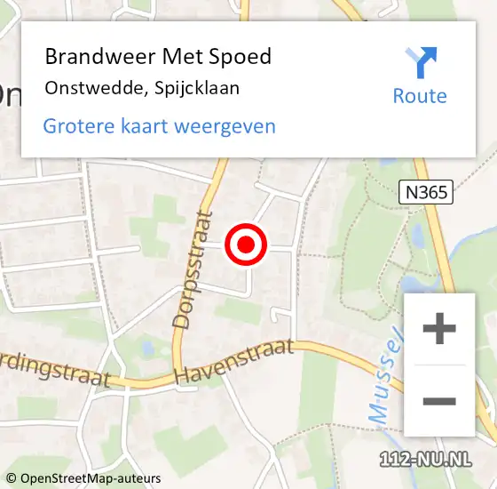 Locatie op kaart van de 112 melding: Brandweer Met Spoed Naar Onstwedde, Spijcklaan op 1 juni 2018 16:12