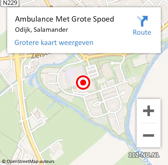 Locatie op kaart van de 112 melding: Ambulance Met Grote Spoed Naar Odijk, Salamander op 1 juni 2018 16:14