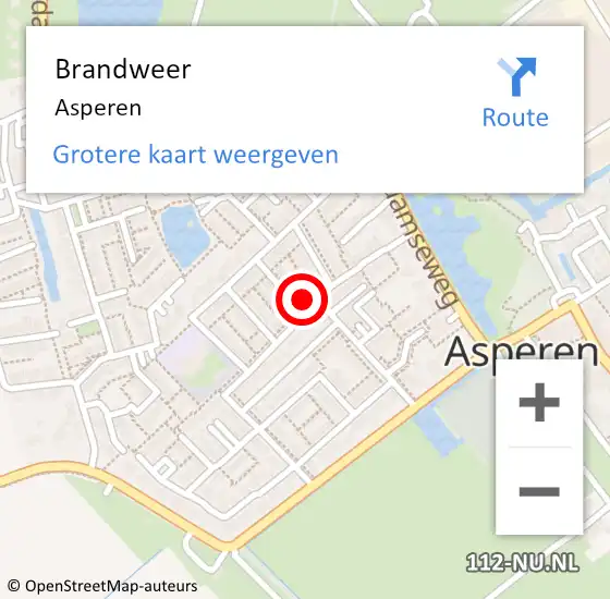 Locatie op kaart van de 112 melding: Brandweer Asperen op 1 juni 2018 16:19