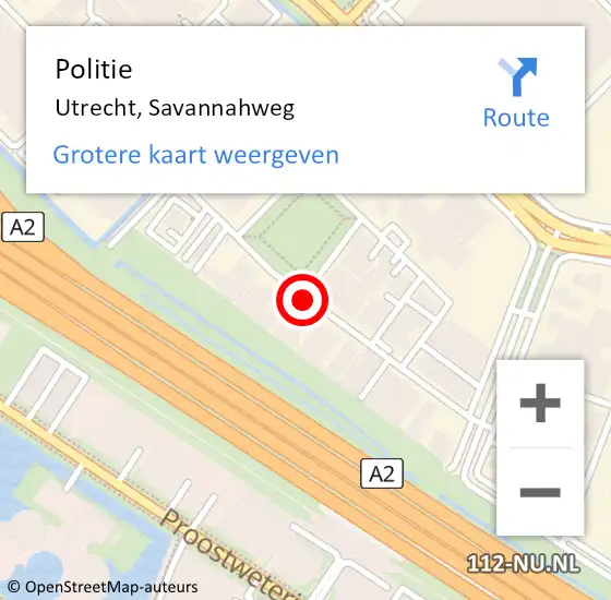 Locatie op kaart van de 112 melding: Politie Utrecht, Savannahweg op 1 juni 2018 16:30