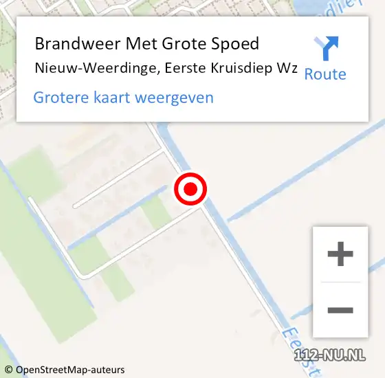 Locatie op kaart van de 112 melding: Brandweer Met Grote Spoed Naar Nieuw-Weerdinge, Eerste Kruisdiep Wz op 1 juni 2018 16:32