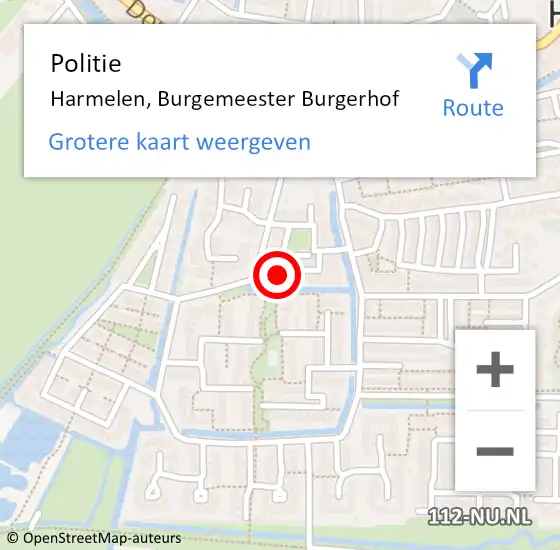 Locatie op kaart van de 112 melding: Politie Harmelen, Burgemeester Burgerhof op 1 juni 2018 16:51