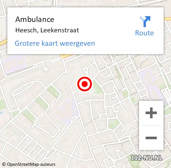 Locatie op kaart van de 112 melding: Ambulance Heesch, Leekenstraat op 1 juni 2018 17:59