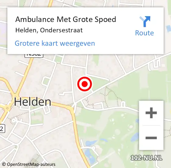 Locatie op kaart van de 112 melding: Ambulance Met Grote Spoed Naar Helden, Ondersestraat op 26 februari 2014 12:52