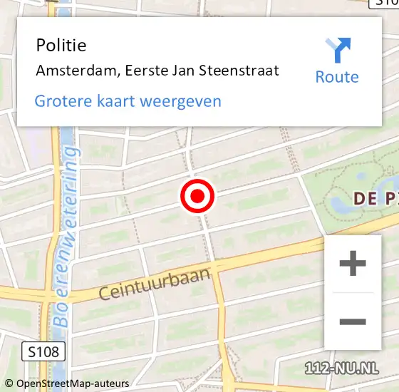 Locatie op kaart van de 112 melding: Politie Amsterdam, Eerste Jan Steenstraat op 1 juni 2018 18:16