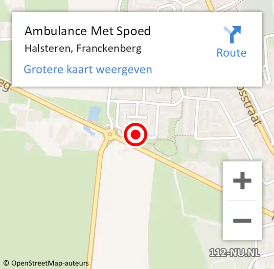 Locatie op kaart van de 112 melding: Ambulance Met Spoed Naar Halsteren, Franckenberg op 1 juni 2018 18:17