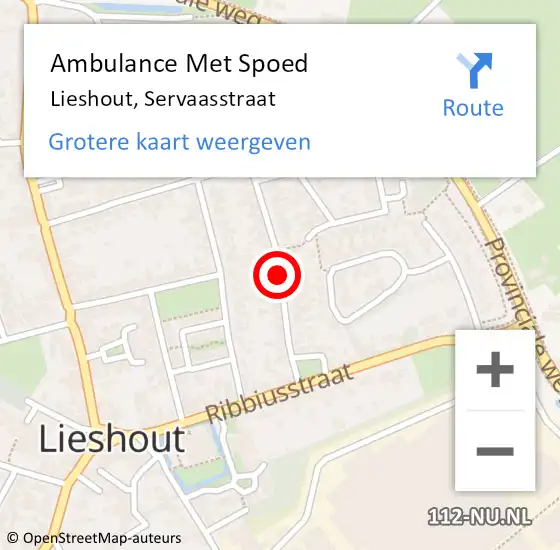 Locatie op kaart van de 112 melding: Ambulance Met Spoed Naar Lieshout, Servaasstraat op 1 juni 2018 18:33