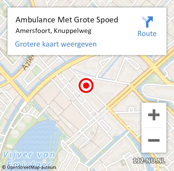 Locatie op kaart van de 112 melding: Ambulance Met Grote Spoed Naar Amersfoort, Knuppelweg op 1 juni 2018 19:00