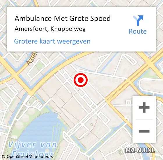 Locatie op kaart van de 112 melding: Ambulance Met Grote Spoed Naar Amersfoort, Knuppelweg op 1 juni 2018 19:00