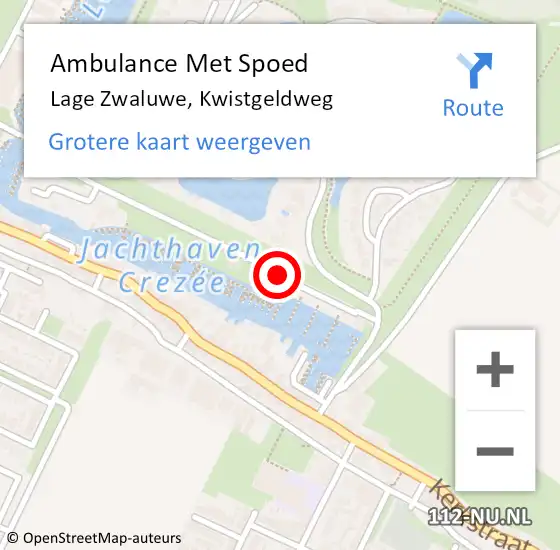Locatie op kaart van de 112 melding: Ambulance Met Spoed Naar Lage Zwaluwe, Kwistgeldweg op 1 juni 2018 19:58
