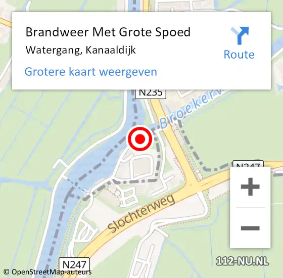 Locatie op kaart van de 112 melding: Brandweer Met Grote Spoed Naar Watergang, Kanaaldijk op 26 februari 2014 13:01