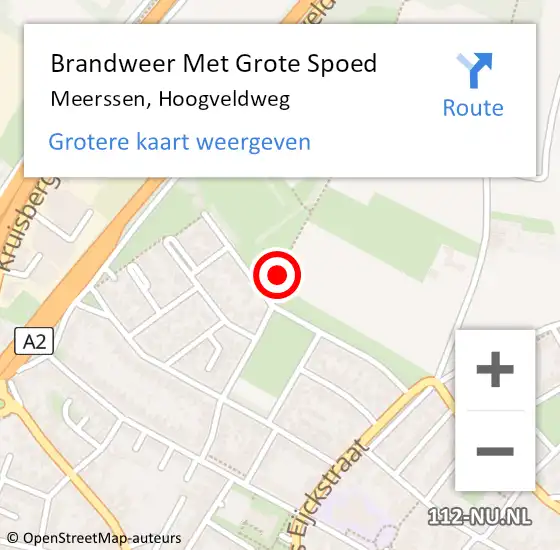 Locatie op kaart van de 112 melding: Brandweer Met Grote Spoed Naar Meerssen, Hoogveldweg op 1 juni 2018 20:12