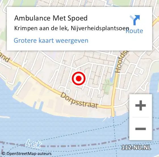 Locatie op kaart van de 112 melding: Ambulance Met Spoed Naar Krimpen aan de lek, Nijverheidsplantsoen op 26 februari 2014 13:02