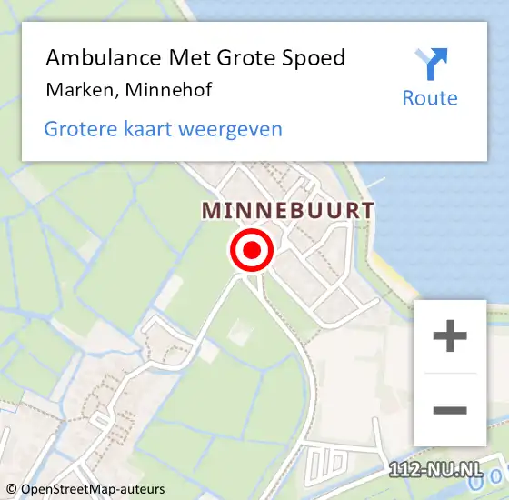 Locatie op kaart van de 112 melding: Ambulance Met Grote Spoed Naar Marken, Minnehof op 1 juni 2018 20:58