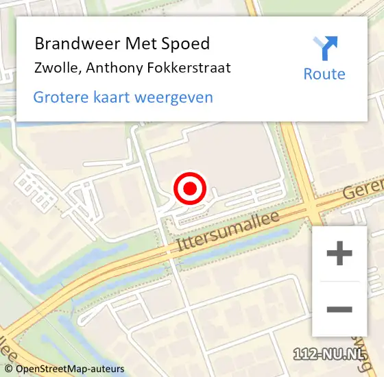 Locatie op kaart van de 112 melding: Brandweer Met Spoed Naar Zwolle, Anthony Fokkerstraat op 26 februari 2014 13:04