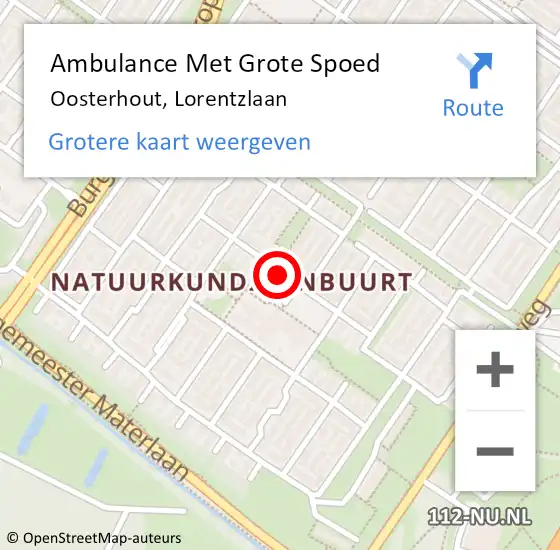 Locatie op kaart van de 112 melding: Ambulance Met Grote Spoed Naar Oosterhout, Lorentzlaan op 1 juni 2018 22:02