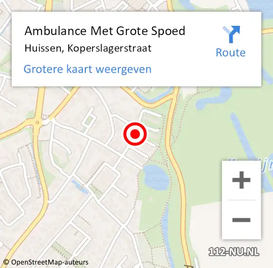 Locatie op kaart van de 112 melding: Ambulance Met Grote Spoed Naar Huissen, Koperslagerstraat op 1 juni 2018 22:08